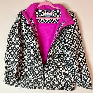 Columbia Interchange Womens Jacket, Size L, Black & White Snowflake Pattern